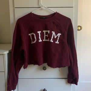 y2k cropped maroon crewneck